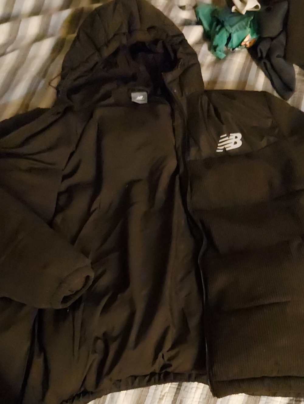New Balance Black Quilted Hooded Puffer Jacket